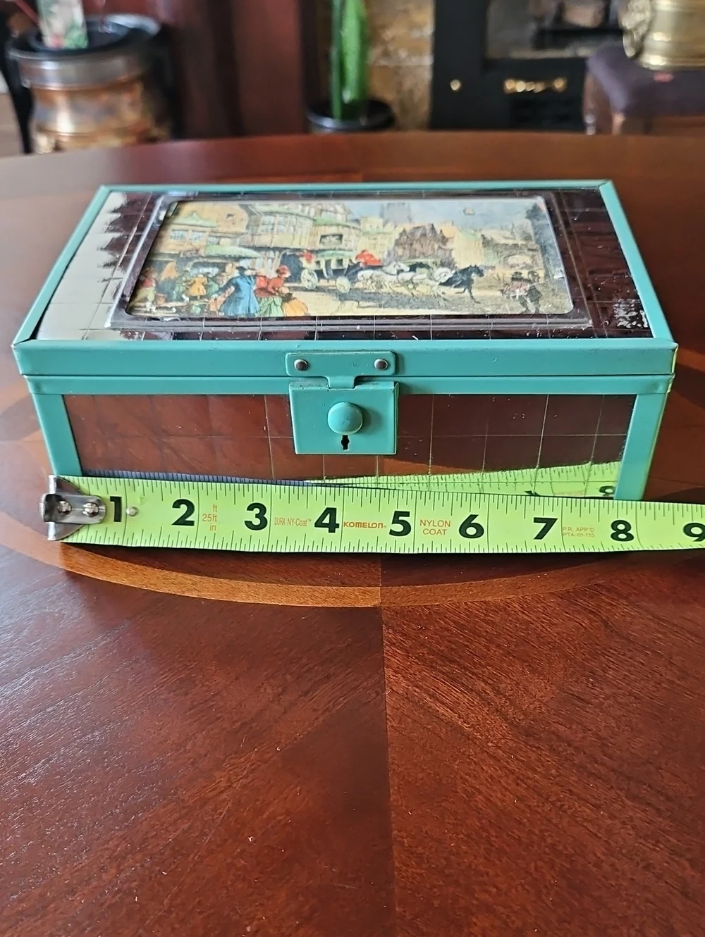 Antique Art Deco Mirror Tile & Wood/Metal Vanity Jewelry Box-Anton Pieck